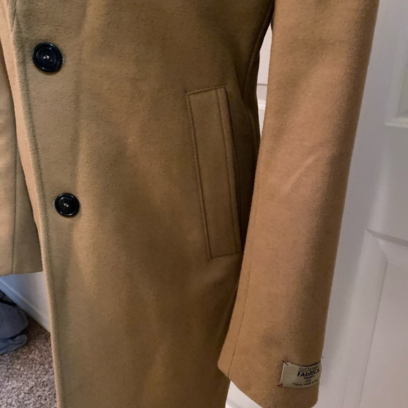 Zara Wool Blend Collared Classic  Camel Coat Medium - Picture 6 of 11